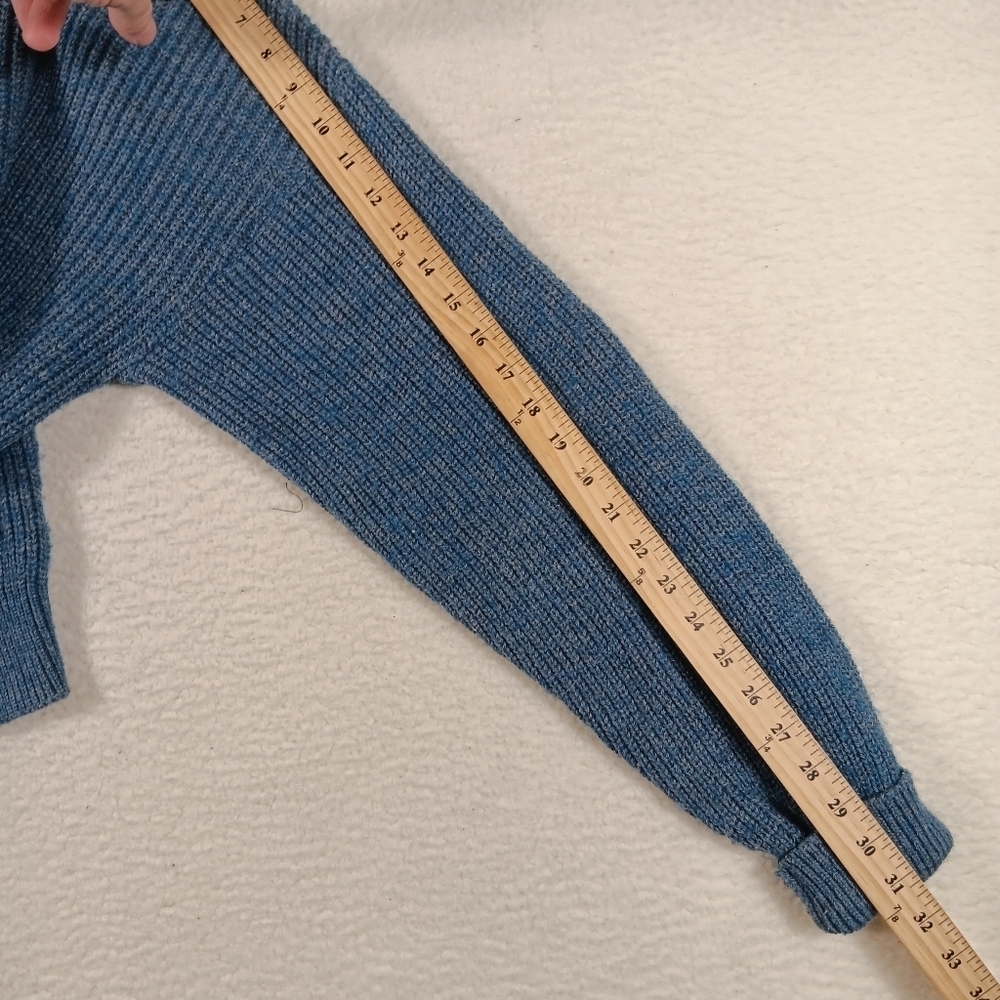 Vintage LL Bean Sweater Mens XL Blue Henley Wool Blend Fisherman Knit Grandpa - Picture 7 of 8